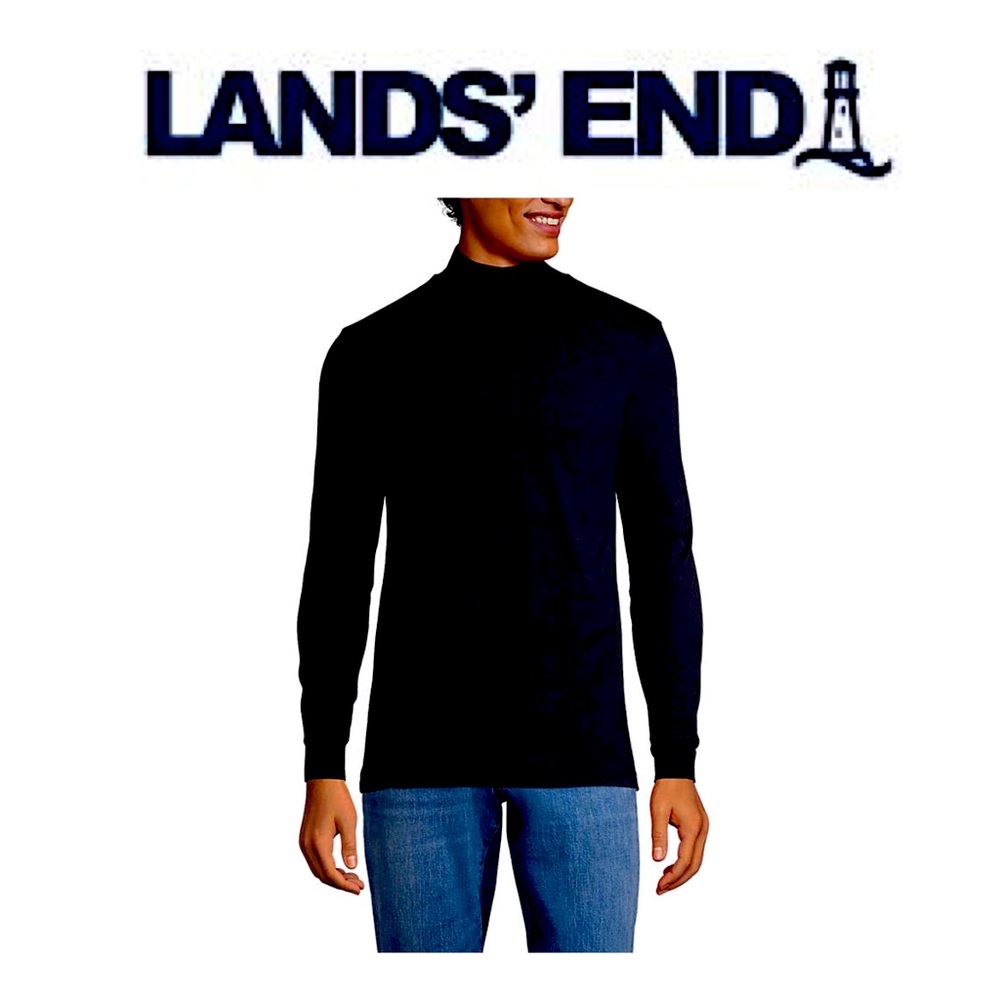 🖤NEW Lands End Mock Turtleneck - Men’s Large - Black ($39.95 Retail)